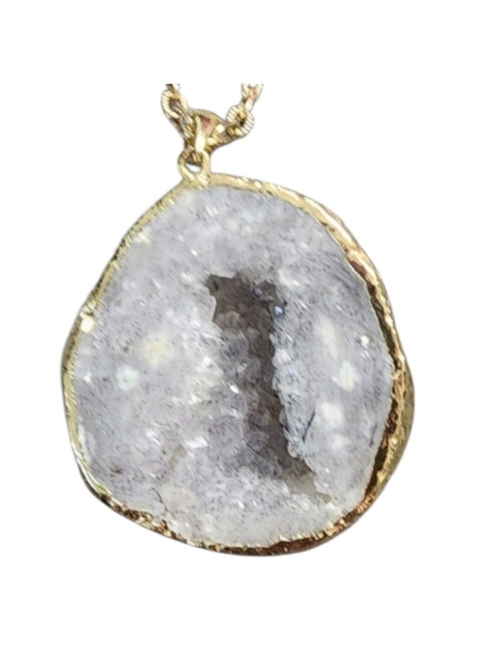 Angel Aura Quartz Gold Plated Pendant Necklace